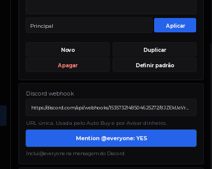 AstroHub configurações e perfis